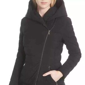 Moncler Barge Asymmetric-Zip Black Quilted Down-filled Coat Size 00 $2250